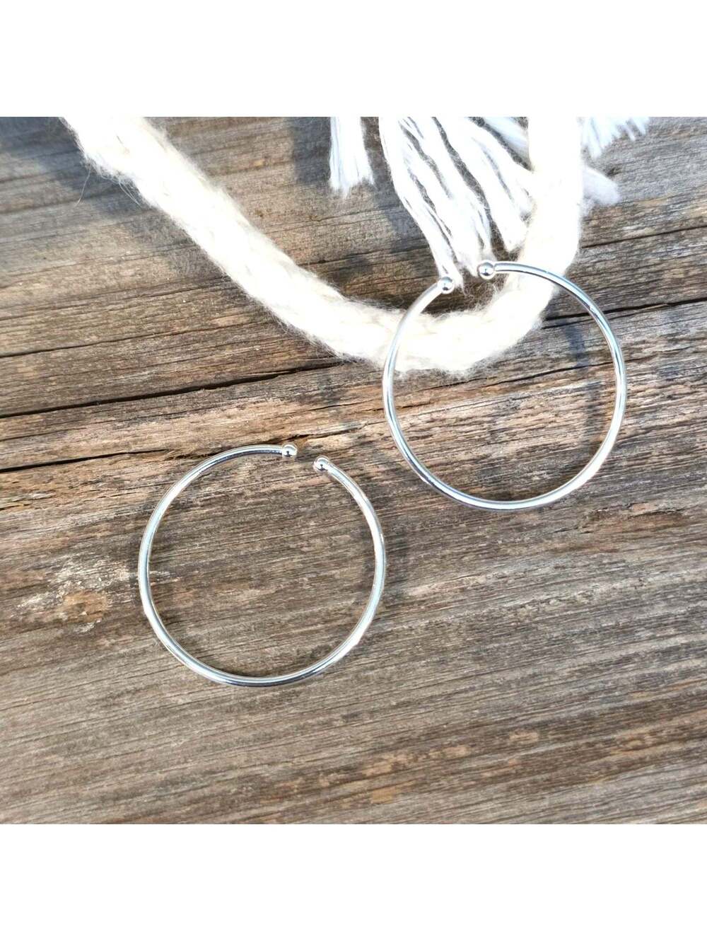 Clip On Pierced Look Hoop Earrings Silver Plated Sleek 25mm 1" Diameter Dangle
